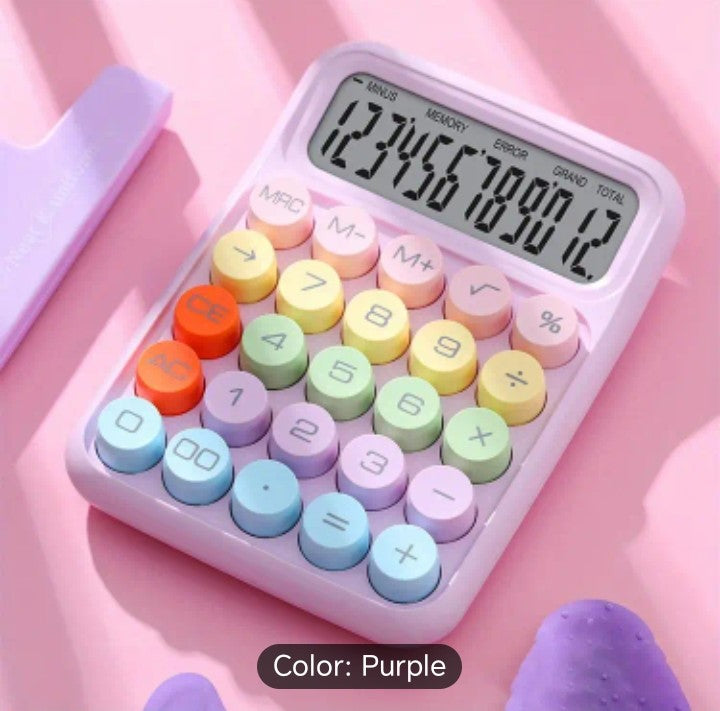 Large Rainbow Keyboard Calculator - Cute Office Stationery