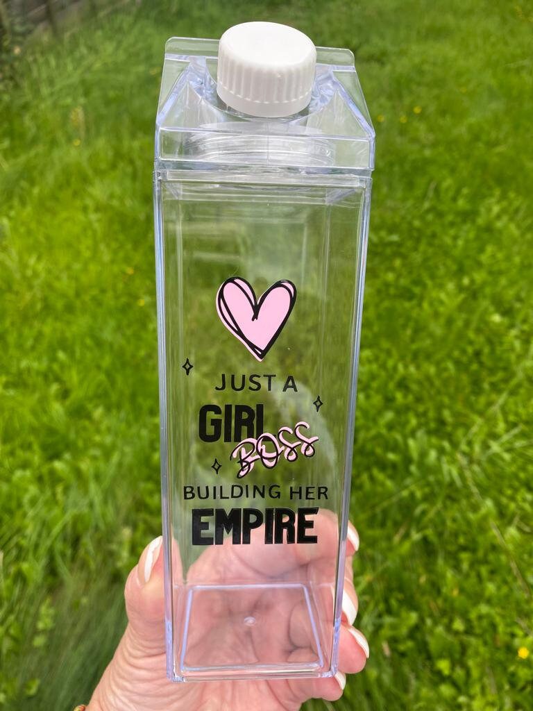 Milk Carton Water Bottle - Girl Boss - Boss Babe Unique Drinks Bottle