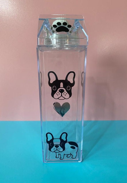 Milk Carton Water Bottle - French Bulldog - Unique Frenchie Drinks Bottle