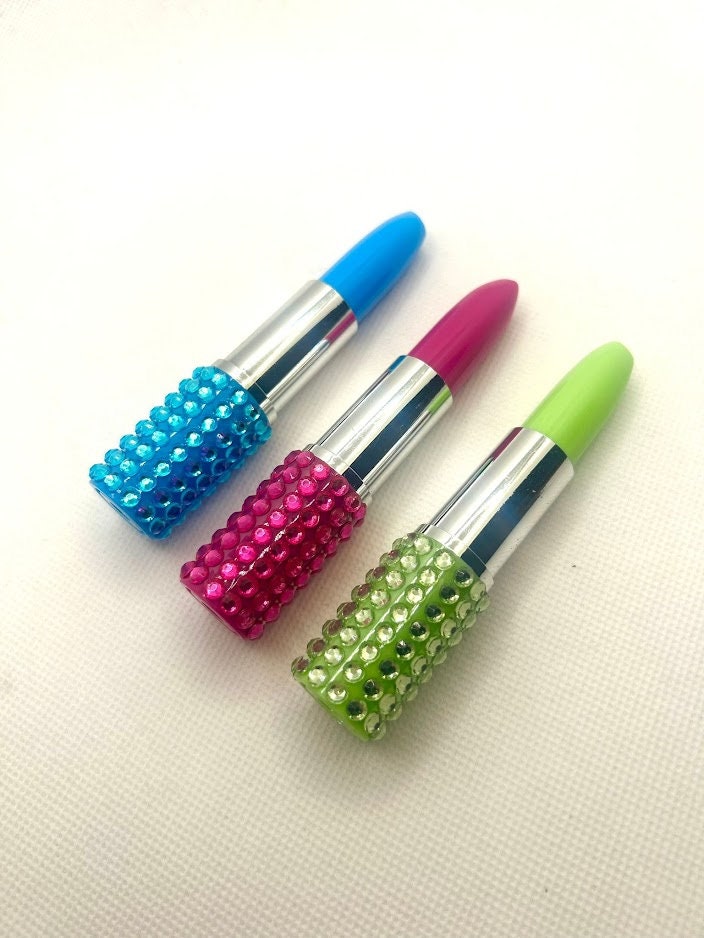 Rhinestone Lipstick Ball Point Pen - Boss Babe Glitter Pen - Cute Office Stationery
