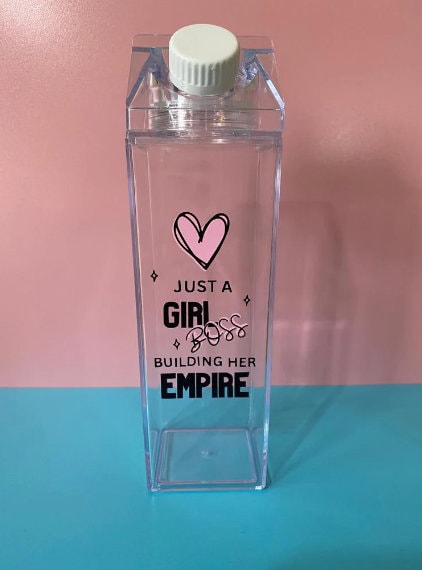 Milk Carton Water Bottle - Girl Boss - Boss Babe Unique Drinks Bottle