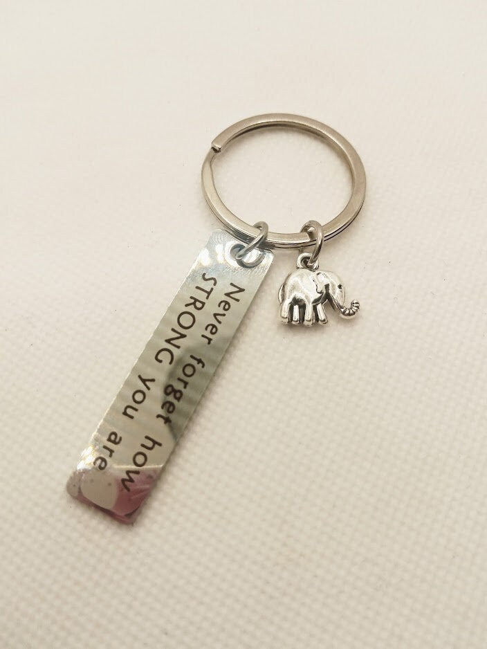 Elephant Slogan Keyring - Strong - Positive Key Chain