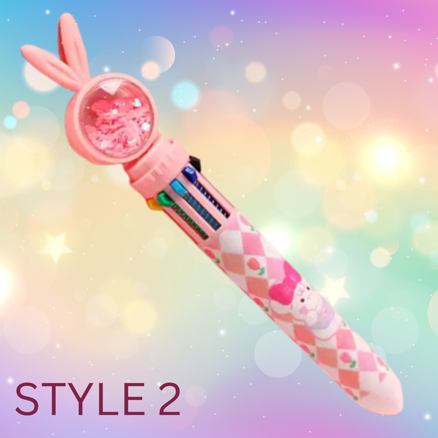Glitter Bunny Ballpoint Pen - Kawaii Cartoon 10 in 1 Chunky Pen