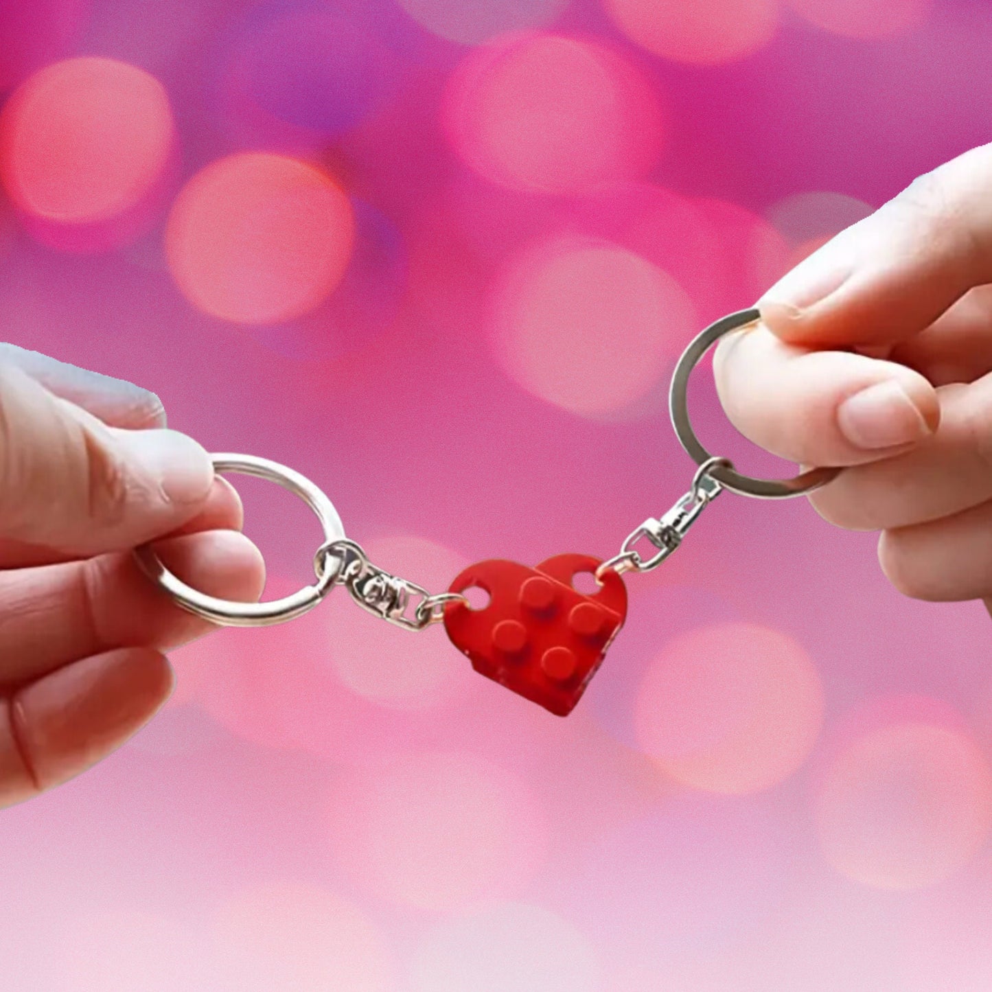 Couples Keyrings - Lego Heart Key Chain Duo