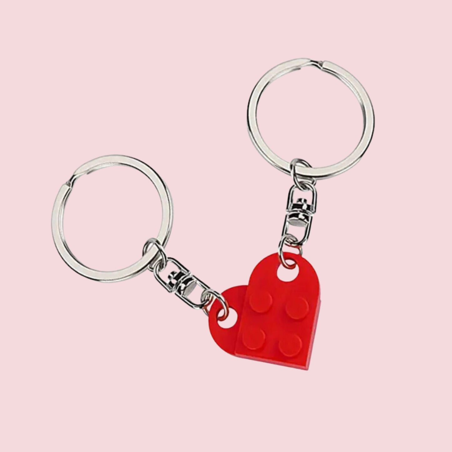 Couples Keyrings - Lego Heart Key Chain Duo