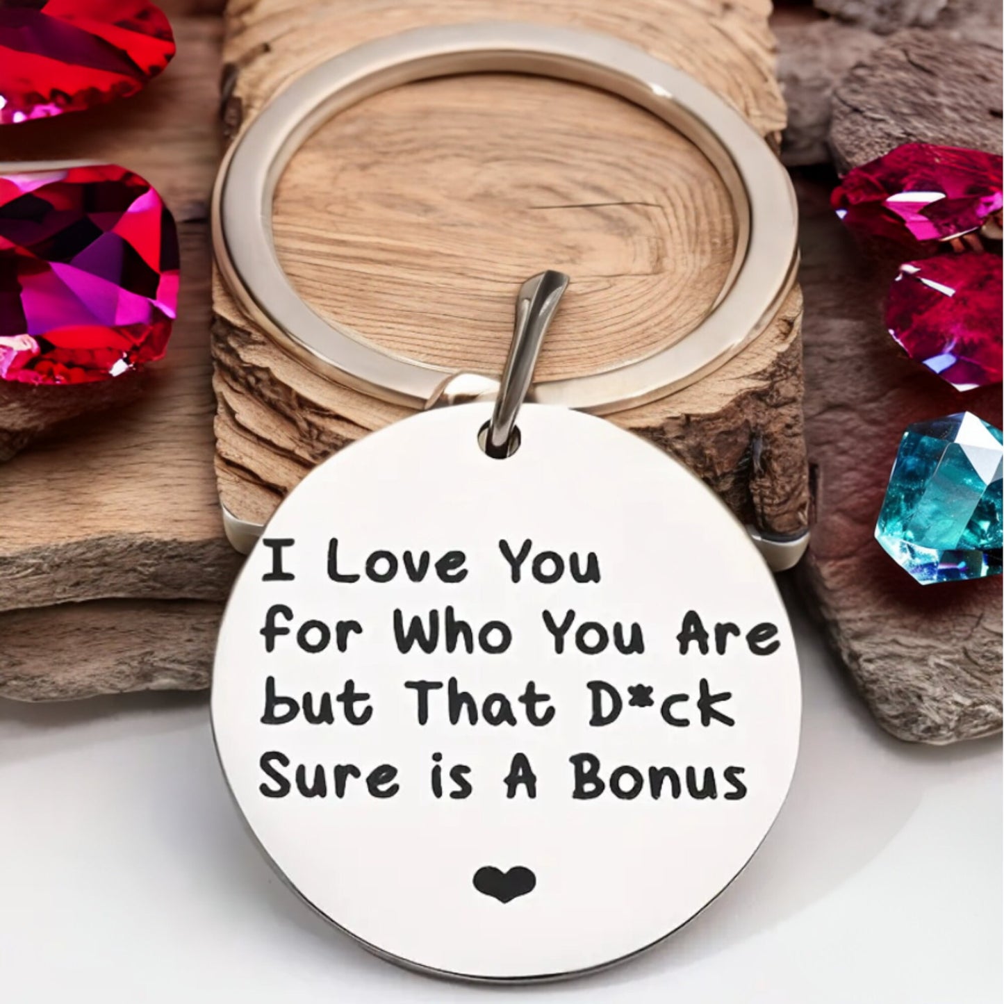 Funny Valentine Keyring - That D*ck is a Bonus Keyring Unique Keyring Love Gift Funny Key Chain Valentines Gift Anniversary Gift