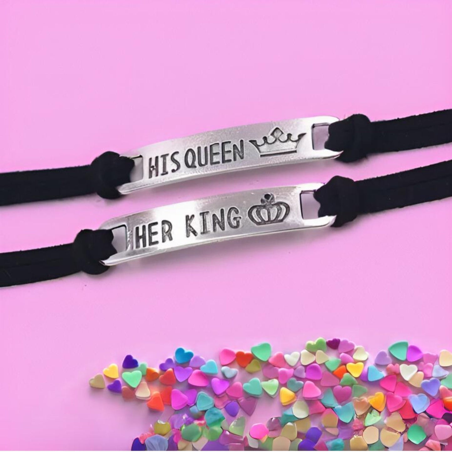 Valentines Couple Bracelets - His Queen Her King Matching Love Bracelets Gift for Couples Love Bracelets Valentines Gift Anniversary Gift