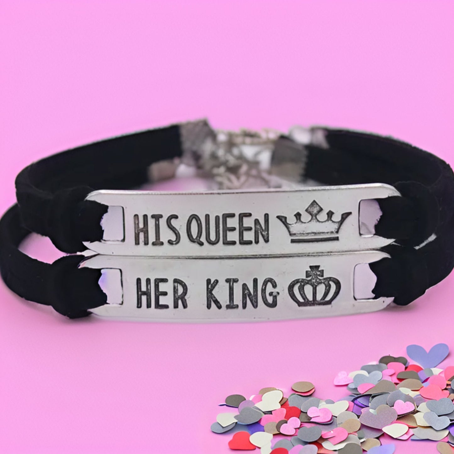 Valentines Couple Bracelets - His Queen Her King Matching Love Bracelets Gift for Couples Love Bracelets Valentines Gift Anniversary Gift