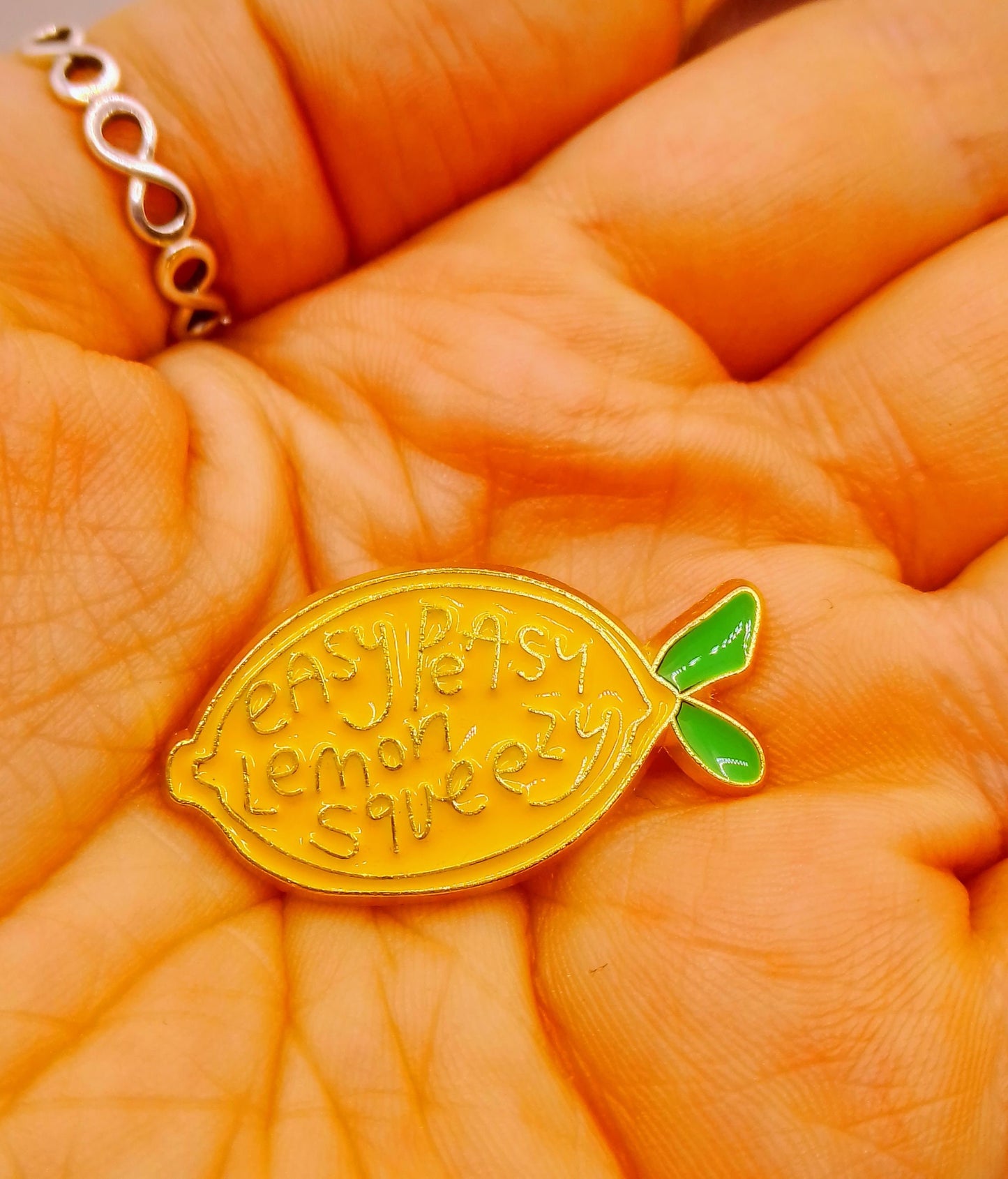 Easy Peasy Lemon Squeezy Pin Badge - Funny Pin Badge Gift