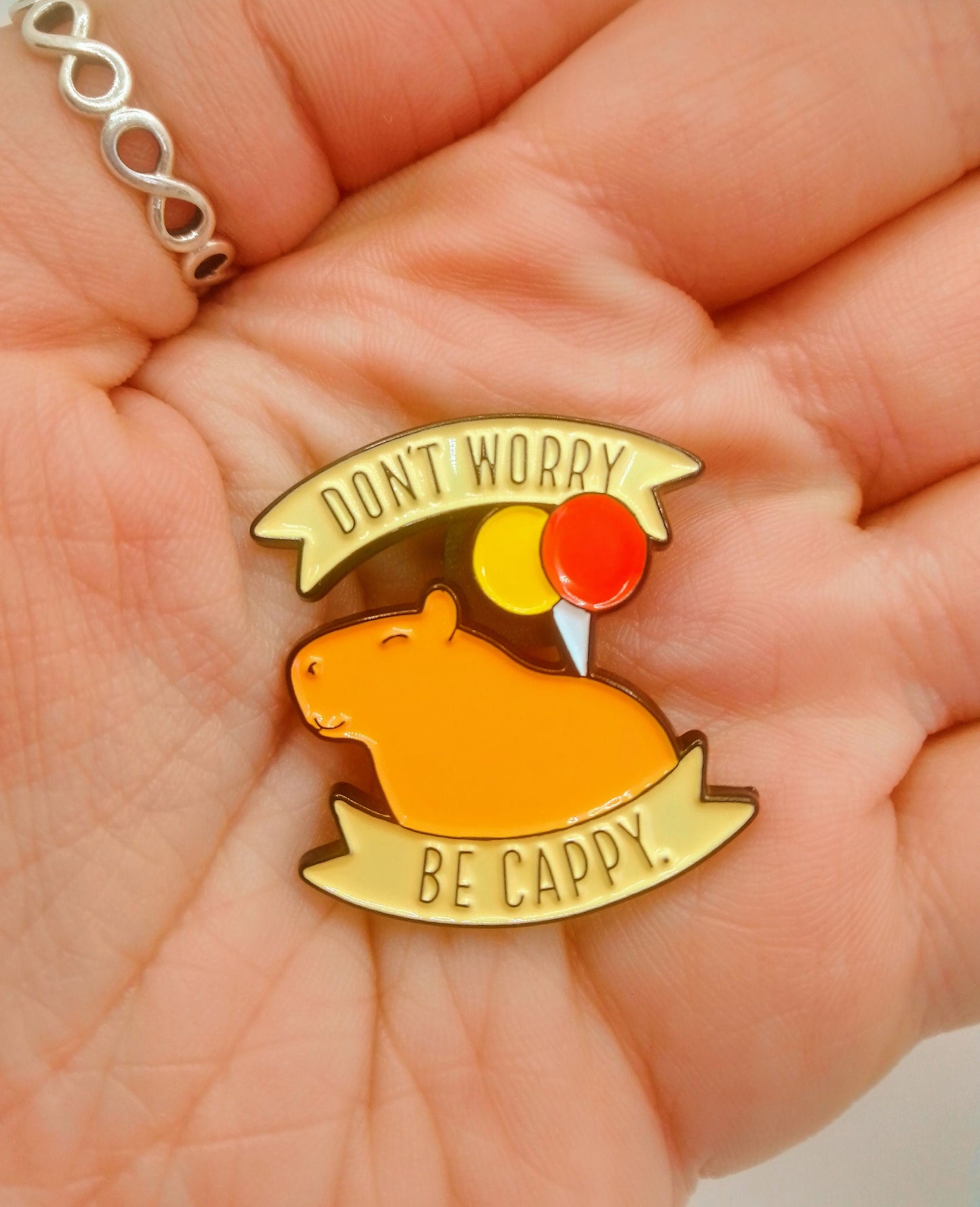 Cute Capybara Pin Badge - Don't Worry Capybara Self Love Pin Badge