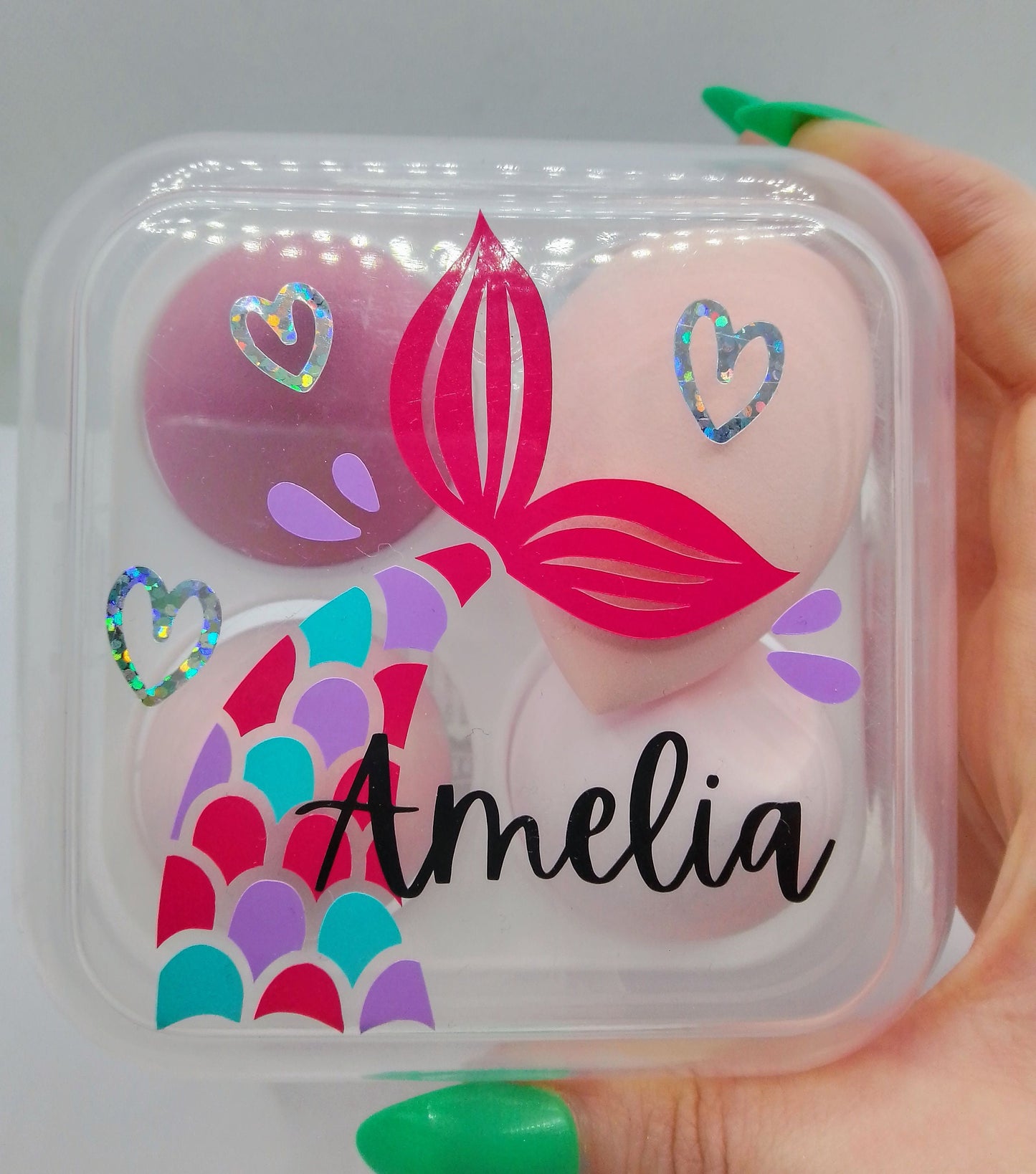Personalised Mermaid Beauty Blender Box - Mermaid Splash Makeup Sponge Gift Box