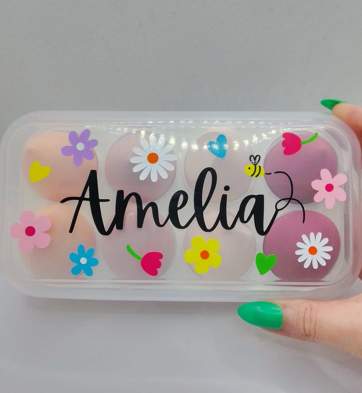 Personalised Beauty Blender Box - Large Summer Flowers Makeup Sponge Gift