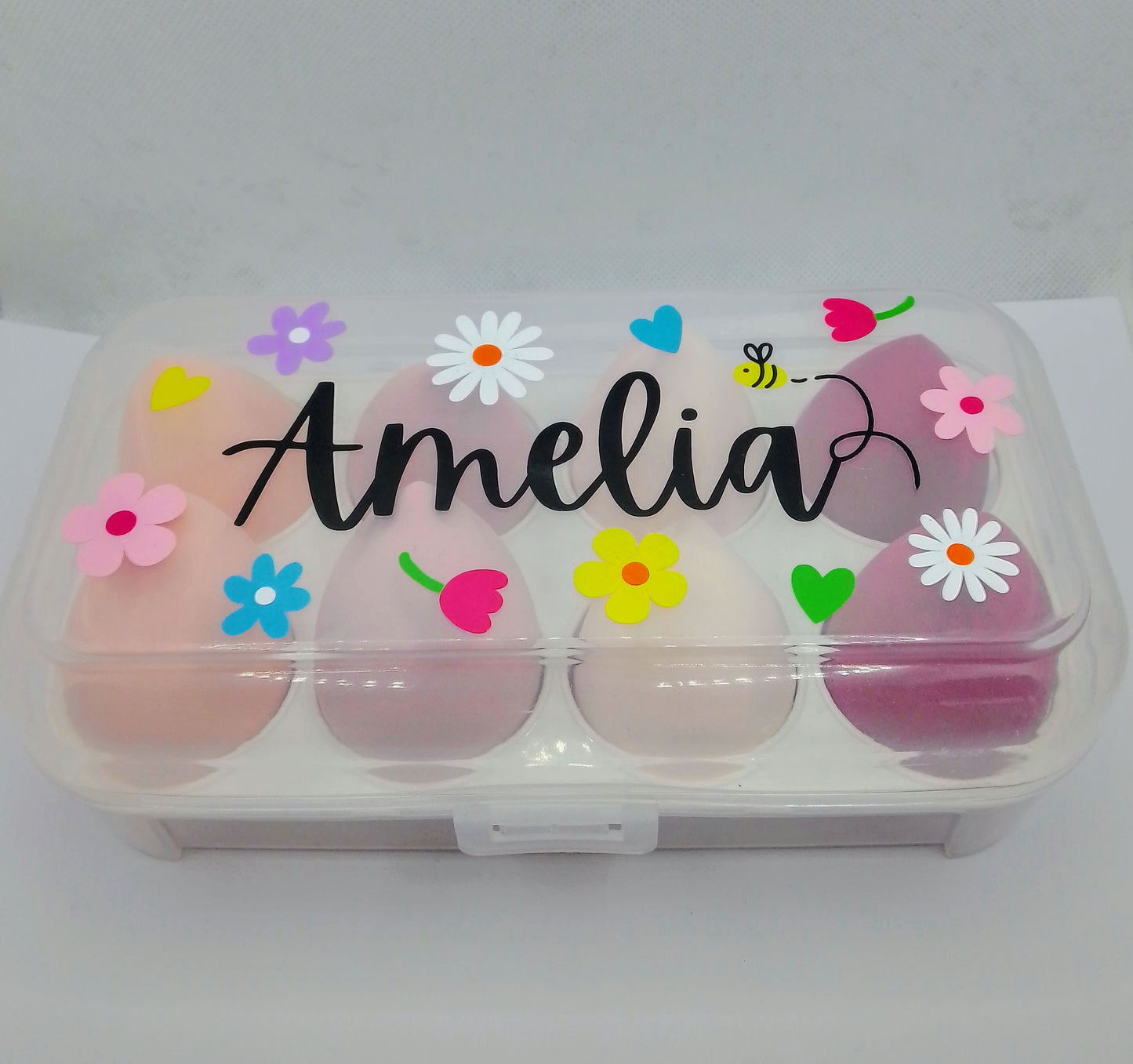 Personalised Beauty Blender Box - Large Summer Flowers Makeup Sponge Gift