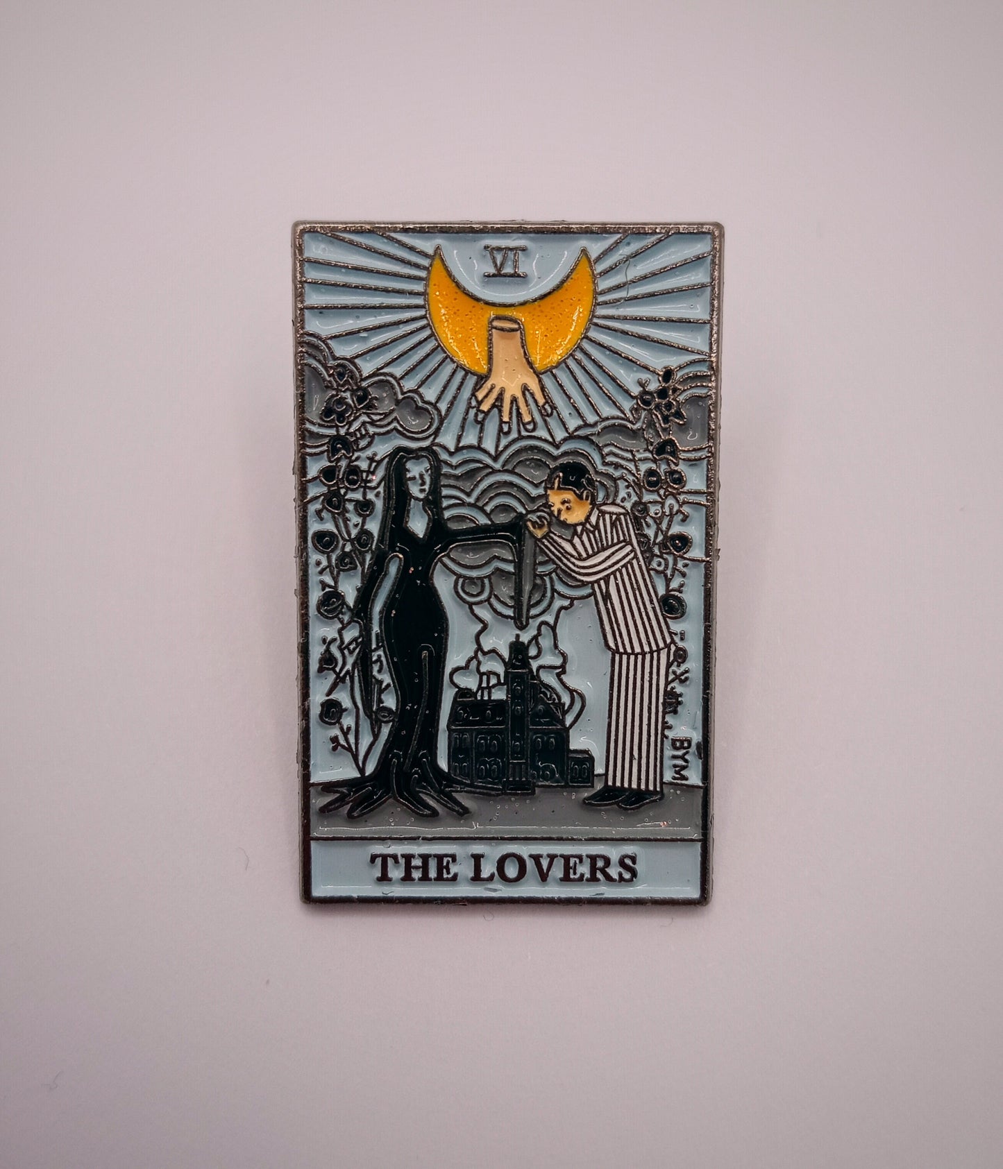 The Lovers Pin Badge - Cute Adams Family Tarot Card Pin Badge