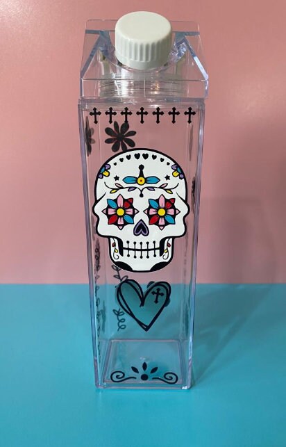 Milk Carton Water Bottle - Day of the Dead - Limited Edition - Unique Drinks Bottle