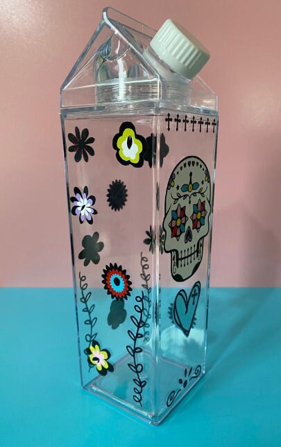 Milk Carton Water Bottle - Day of the Dead - Limited Edition - Unique Drinks Bottle