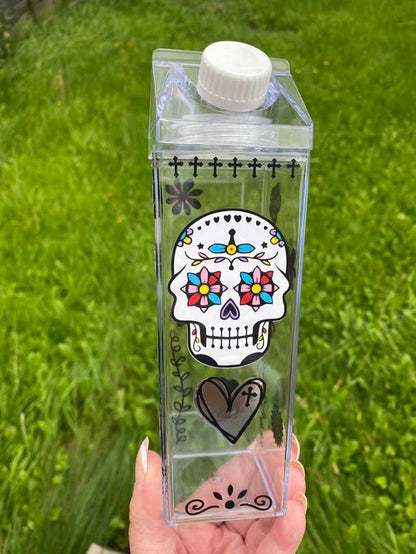 Milk Carton Water Bottle - Day of the Dead - Limited Edition - Unique Drinks Bottle