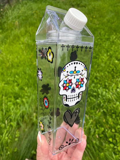 Milk Carton Water Bottle - Day of the Dead - Limited Edition - Unique Drinks Bottle