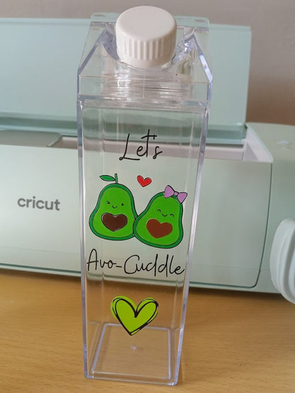 Milk Carton Water Bottle - Let's Avo-Cuddle - Unique Drinks Bottle