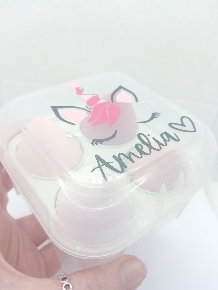 Christmas Unicorn Makeup Sponges - PERSONALISED Makeup Sponge Gift Box