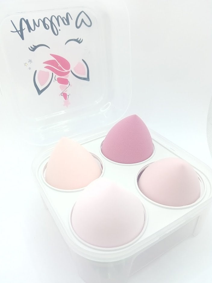 Christmas Unicorn Makeup Sponges - PERSONALISED Makeup Sponge Gift Box