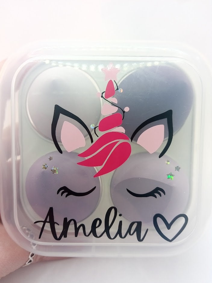 Christmas Unicorn Makeup Sponges - PERSONALISED Makeup Sponge Gift Box