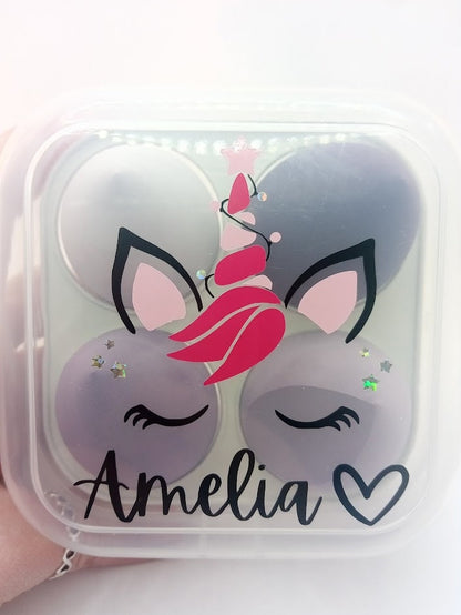 Christmas Unicorn Makeup Sponges - PERSONALISED Makeup Sponge Gift Box