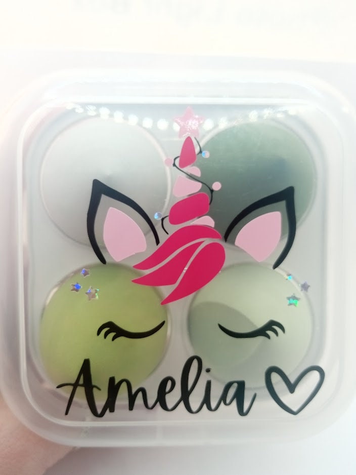 Christmas Unicorn Makeup Sponges - PERSONALISED Makeup Sponge Gift Box