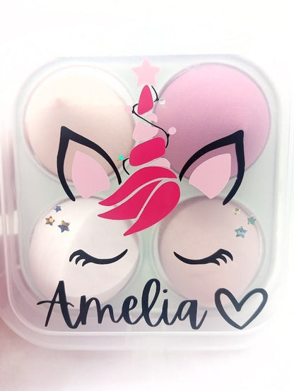 Christmas Unicorn Makeup Sponges - PERSONALISED Makeup Sponge Gift Box