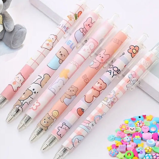 Cartoon Bear Gel Pens - Pink Kawaii Cartoon Bear Pens