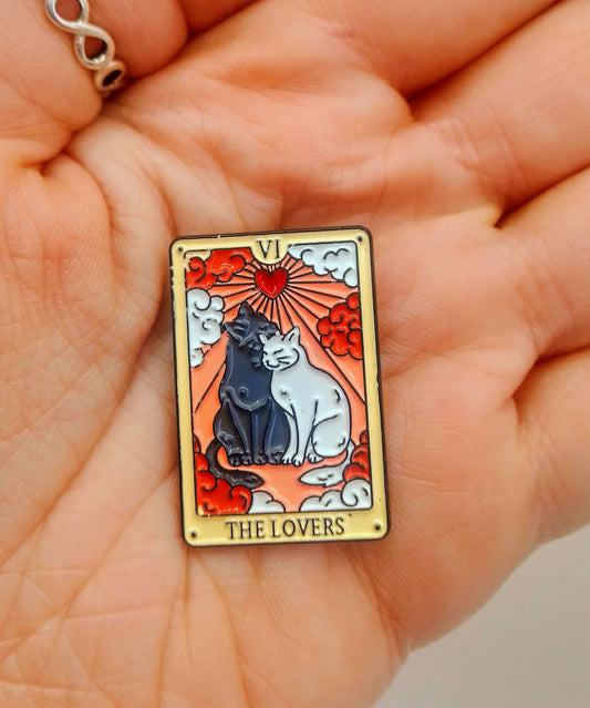 The Lovers Pin Badge - Cute Tarot Card Cat Pin Badge