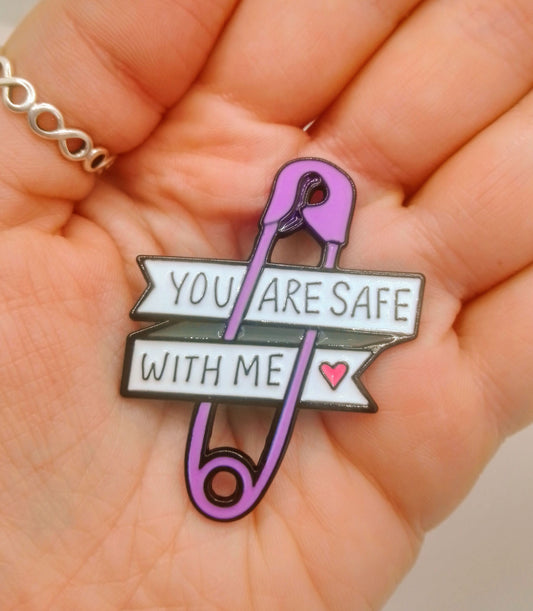 Safe With Me Pin Badge - Cute Positive Pin Badge