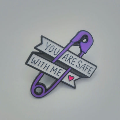 Safe With Me Pin Badge - Cute Positive Pin Badge