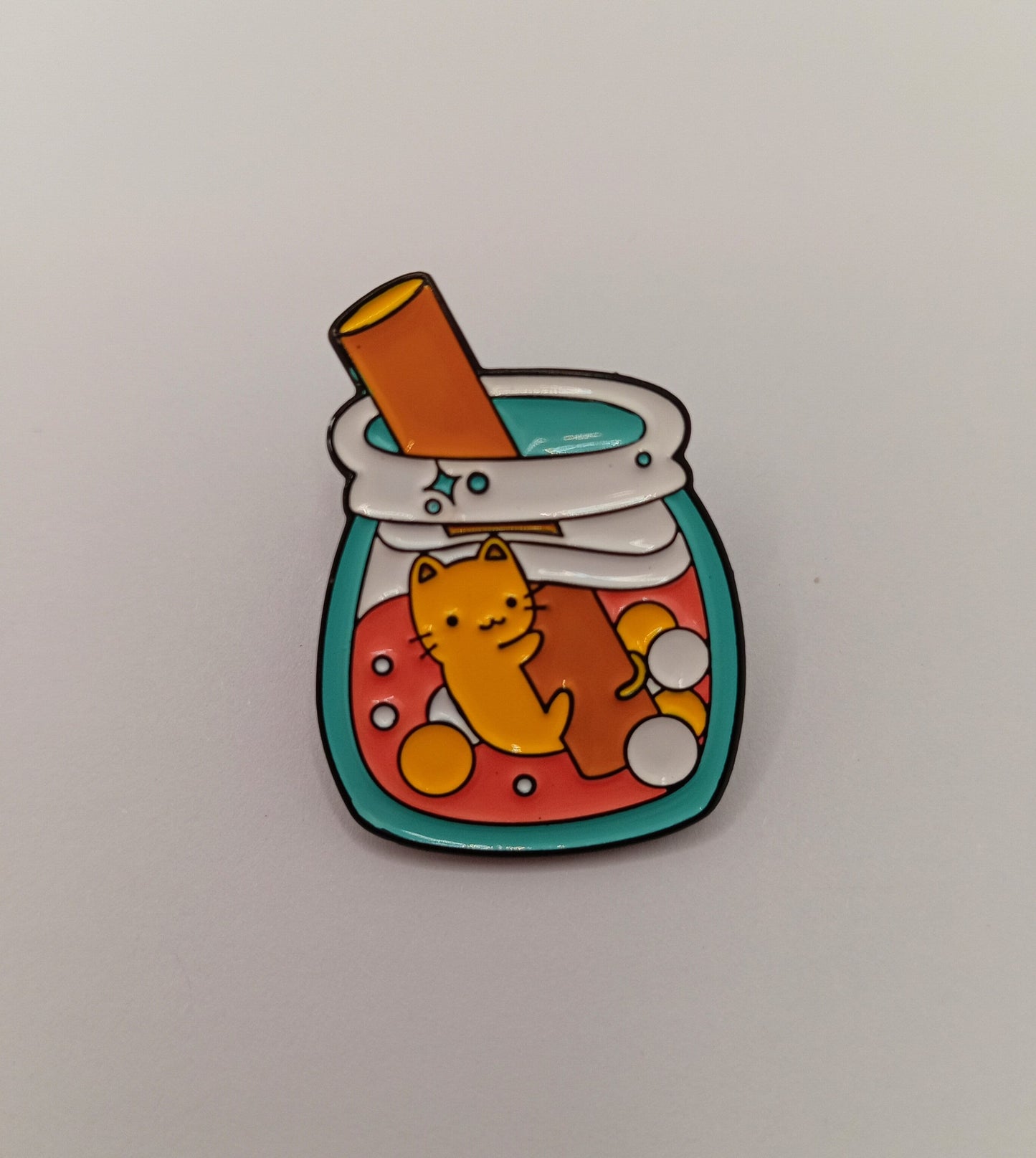 Cat in a Bottle Pin Badge - Funny Cat Lover Pin Badge