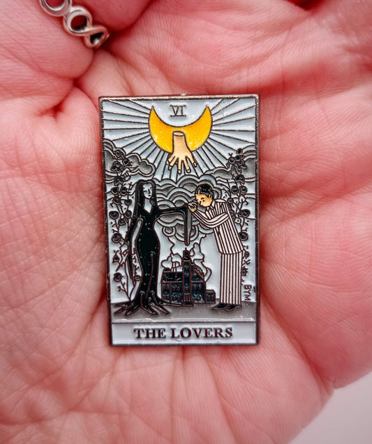 The Lovers Pin Badge - Cute Adams Family Tarot Card Pin Badge