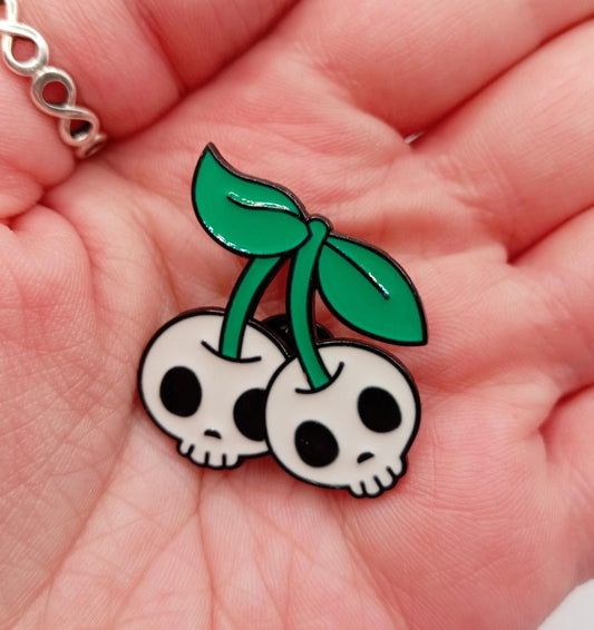 Cherry Skulls Pin Badge - Cute Gothic Pin Badge