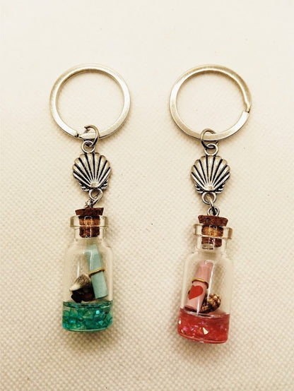 Message in a Bottle Keyring - Personalised Love Key Chain Gift