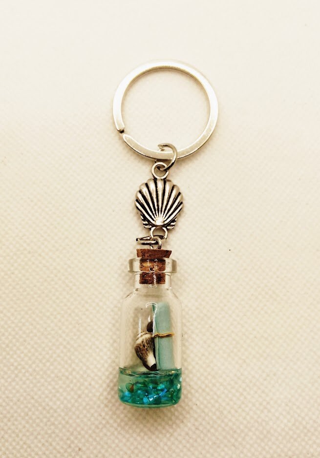 Message in a Bottle Keyring - Personalised Love Key Chain Gift