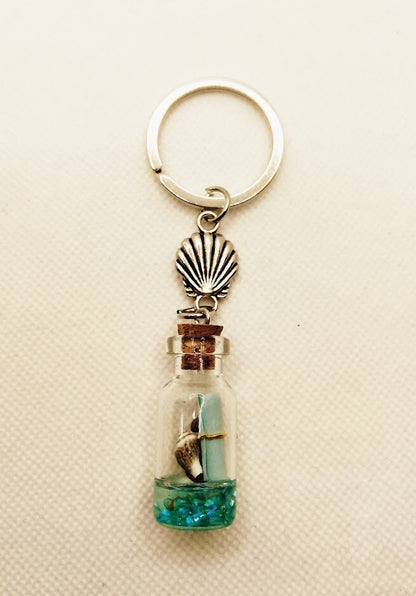 Message in a Bottle Keyring - Personalised Love Key Chain Gift