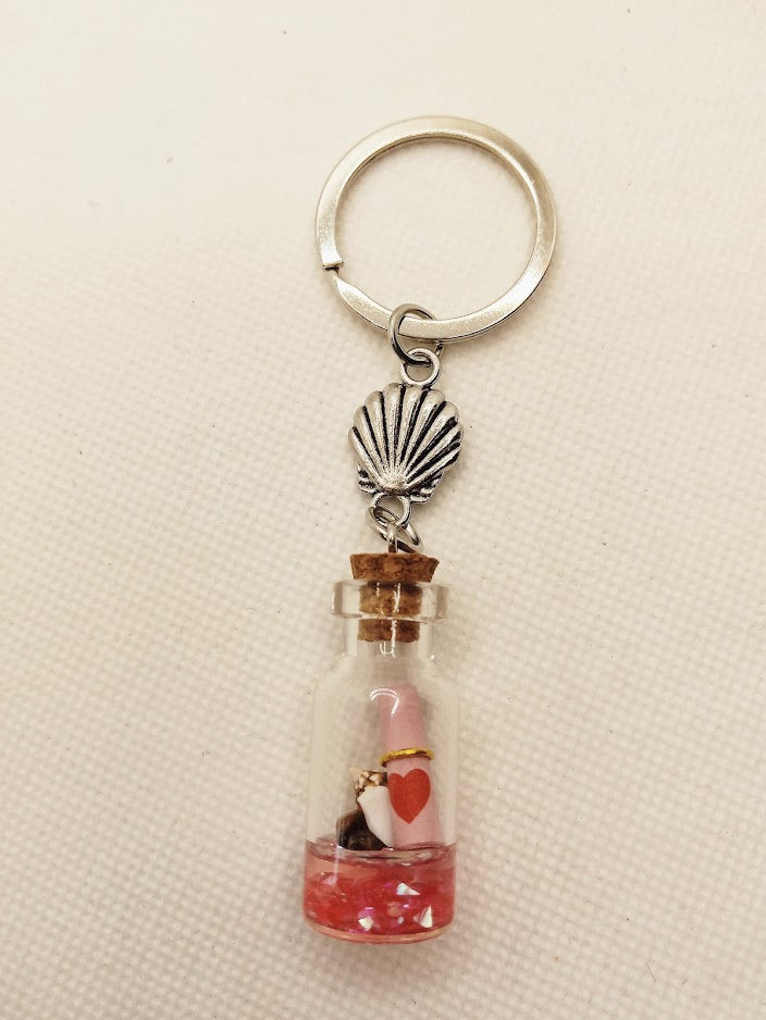 Message in a Bottle Keyring - Personalised Love Key Chain Gift